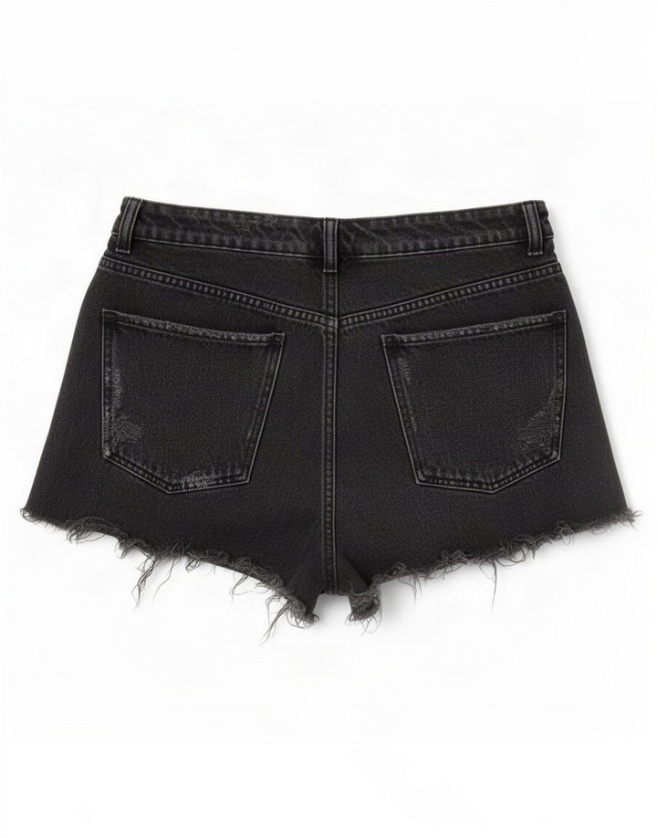 Zara Womens Distressed Denim Shorts EU 40 Medium W30 Sort