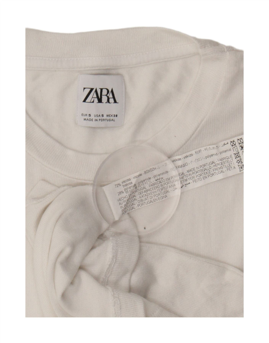 ZARA Womens T-Shirt Top UK 10 Small White Viscose Vintage Zara and Second-Hand Zara from Messina Hembry 
