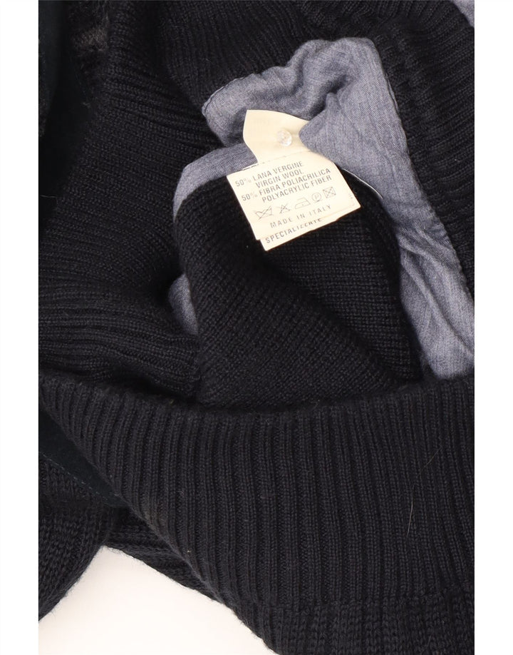 Malagrida Herre Cardigan Sweater XL Sort Stribet Uld