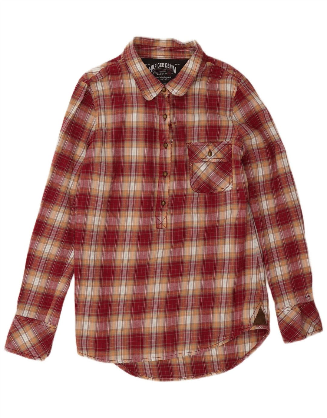 Tommy Hilfiger Dame Pullover Flanell Shirt UK 16 Stor rød ternet bomuld