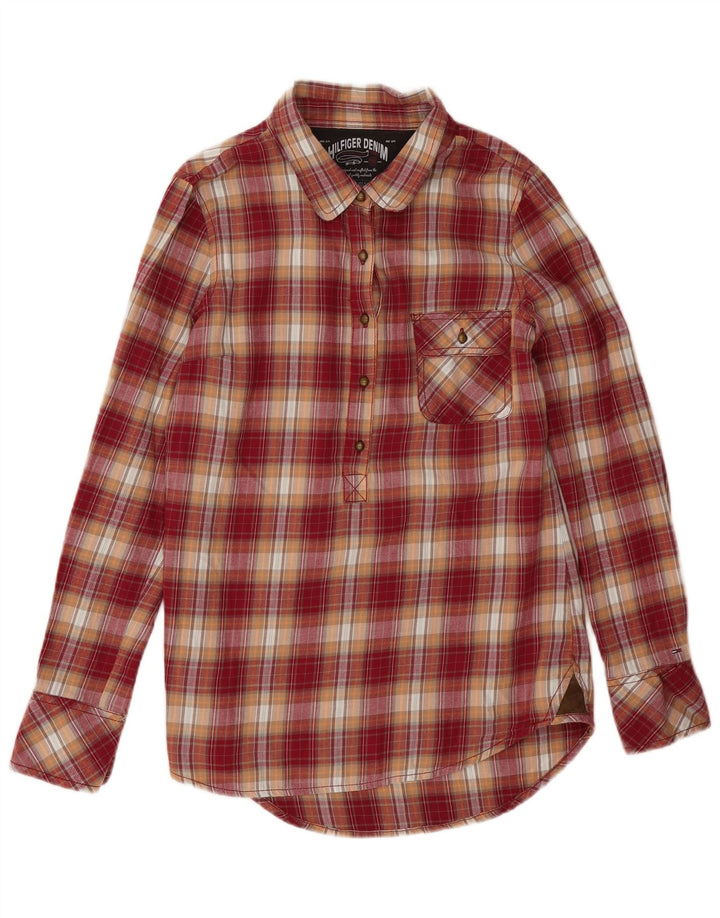 Tommy Hilfiger Dame Pullover Flanell Shirt UK 16 Stor rød ternet bomuld