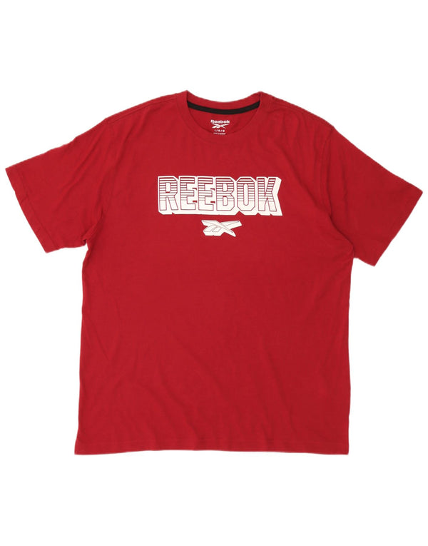 Reebok Herre Grafisk T-Shirt Top Stor Rød Bomuld