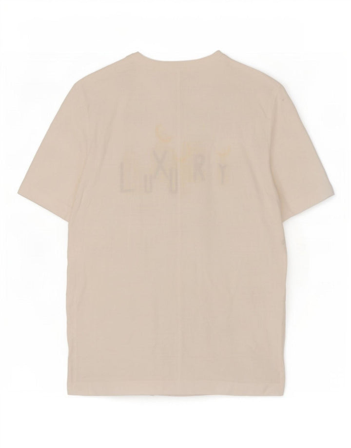 Di Bari Dame Oversized Grafisk T-Shirt Top EU 40 Medium Hvid Linned