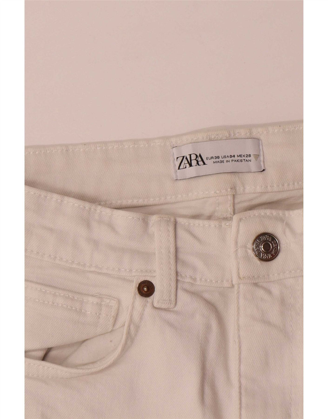 Zara Dame Flared Jeans EU 36 W26 L24 Hvid Bomuld