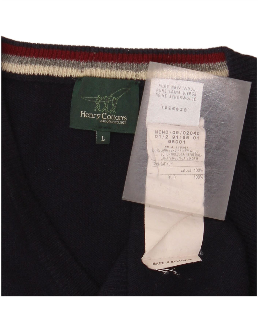 Henry Cottons Herre V-hals trøje Sweater Stor marineblå ny uld