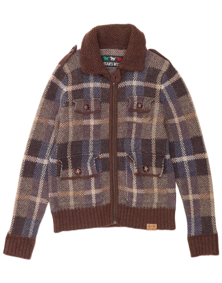 Jean's West Herre Military Military Jacket UK 38 Medium Multicolored Check