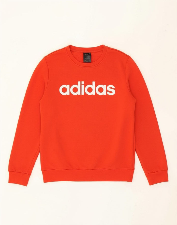 ADIDAS Womens Graphic Sweatshirt Jumper UK 12/14 Medium Red Cotton
