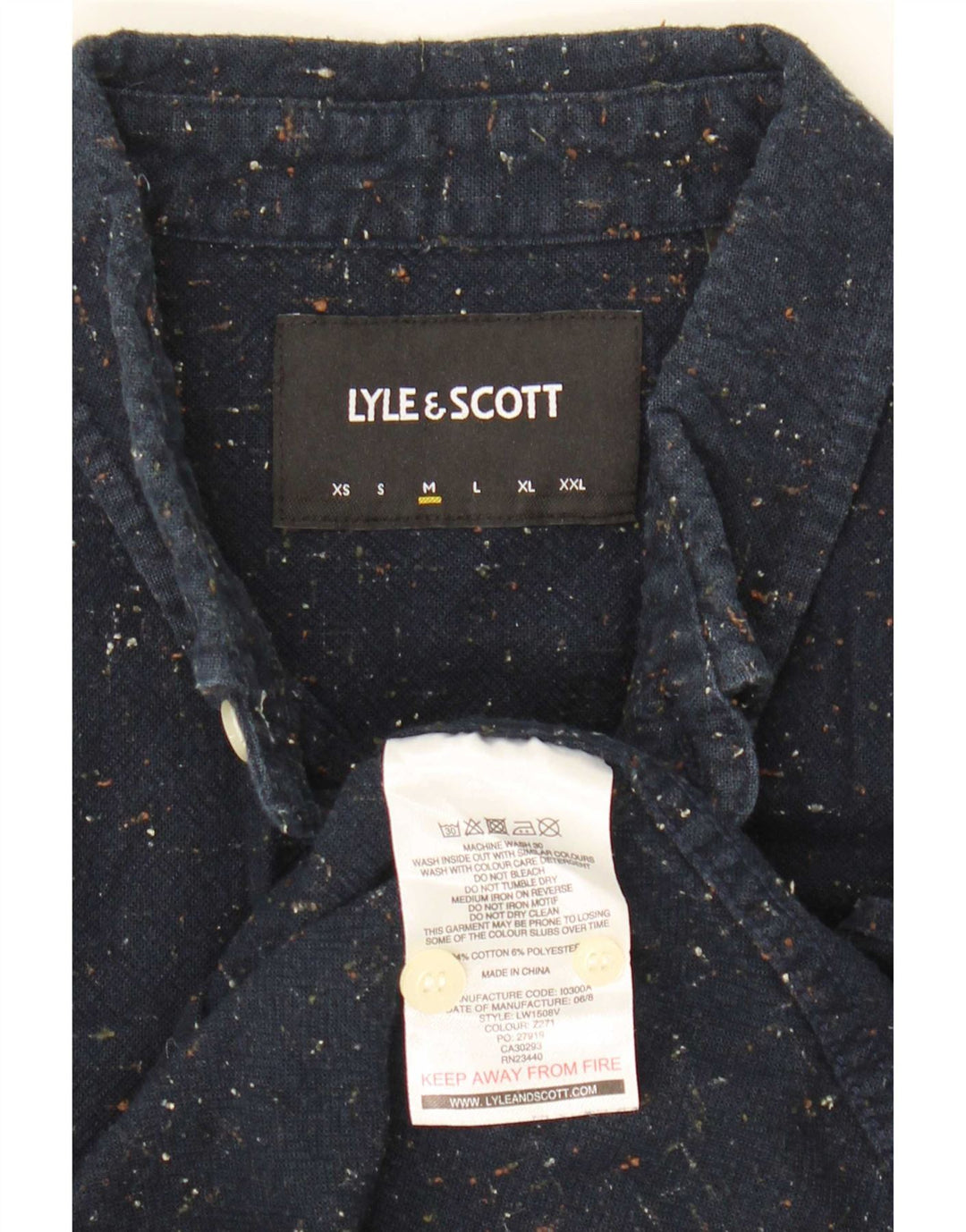 Lyle & Scott Herreskjorte Medium Navyblå Flecked Bomuld