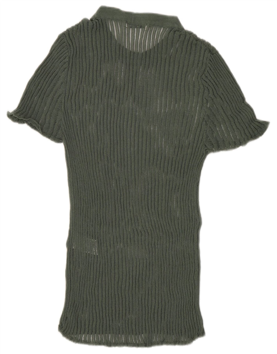 Zara Damestrik bluse Top UK 8 Lille grøn viskose