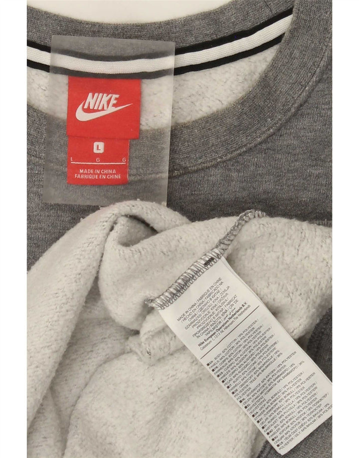 Nike grafisk sweatshirt til mænd, stor grå farveblok bomuld