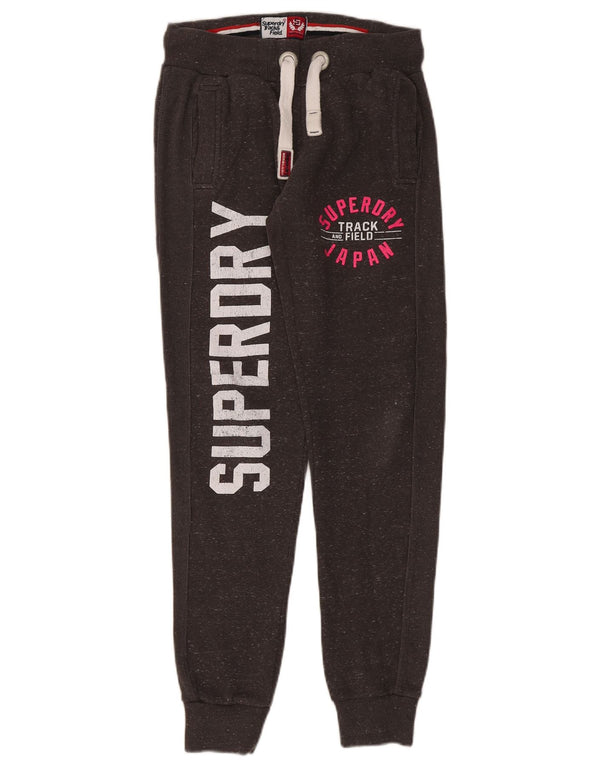 Superdry Grafisk træningsdragtbukser til kvinder Joggers UK 10 Små grå flækkede