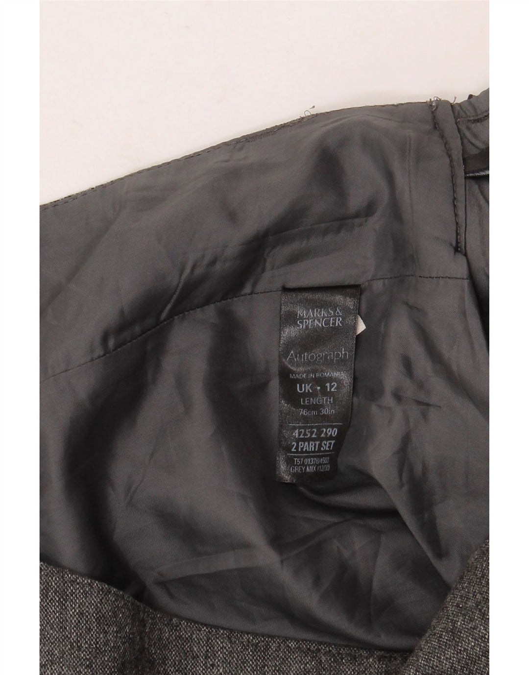 Marks & Spencer A-line nederdel til kvinder UK 12 Medium W32 Grå Flecked New Wool