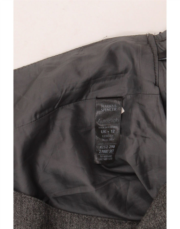 Marks & Spencer A-line nederdel til kvinder UK 12 Medium W32 Grå Flecked New Wool