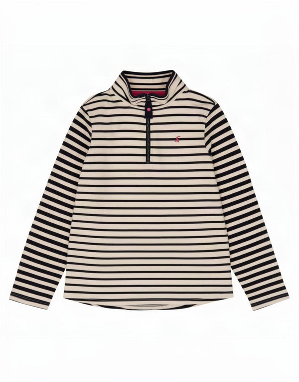 Joules Sweatshirt med lynlås til kvinder DK 12 Medium hvid stribet bomuld