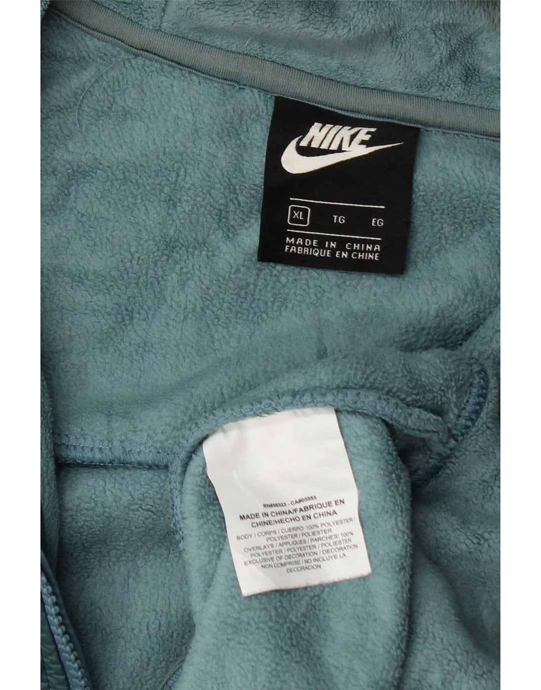 Nike dame fleecejakke med hætte UK 18 XL Blå polyester