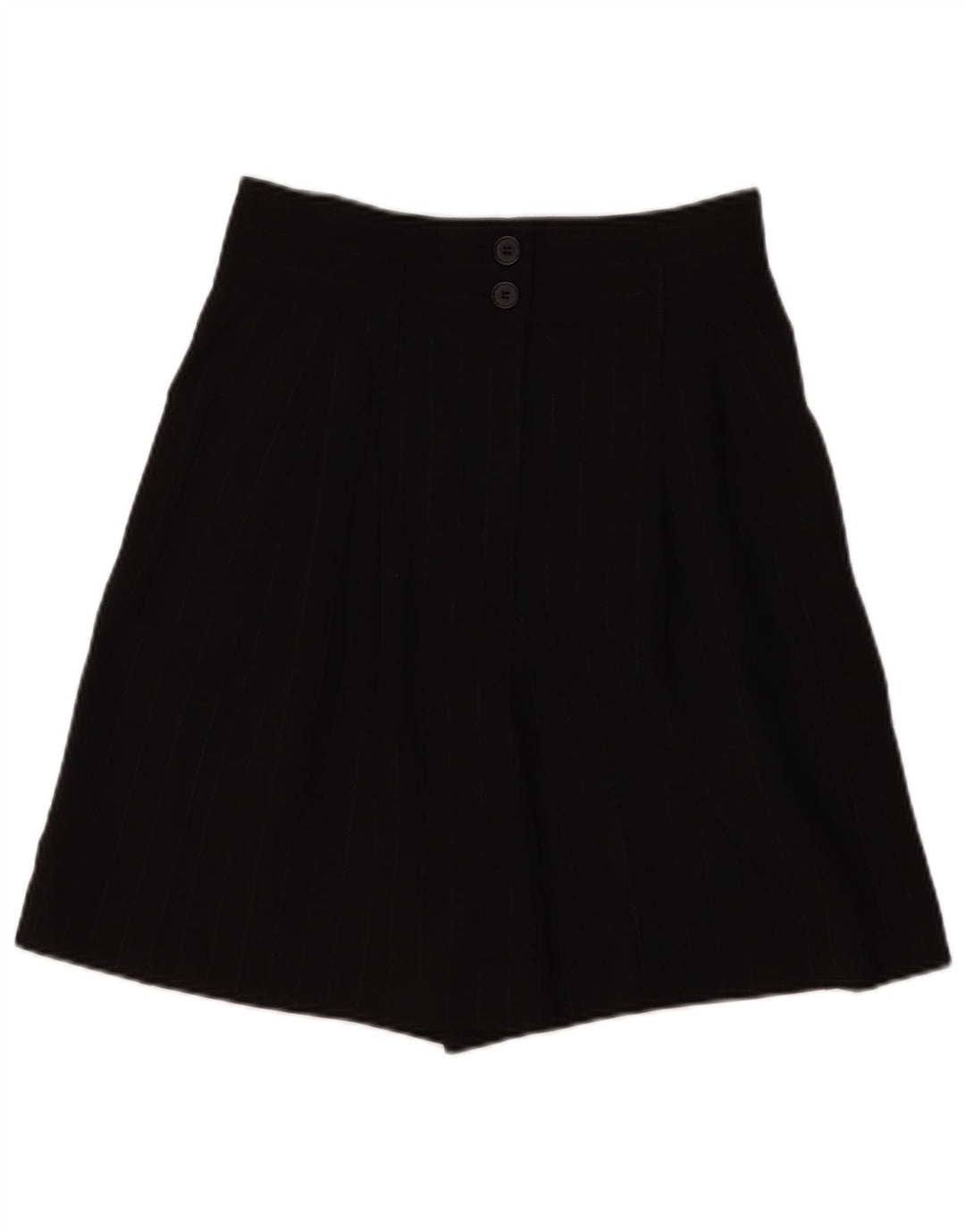 Zara Kvinder Brede Ben Højtaljede Bermuda Shorts Medium W28 Sort Nålestribe