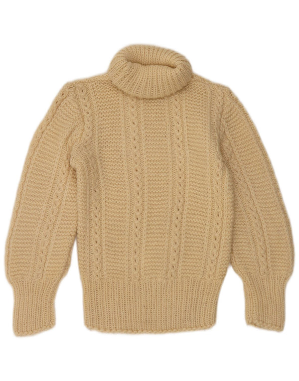 Vintage Dame Roll Neck Jumper Sweater UK 2 2XS Beige