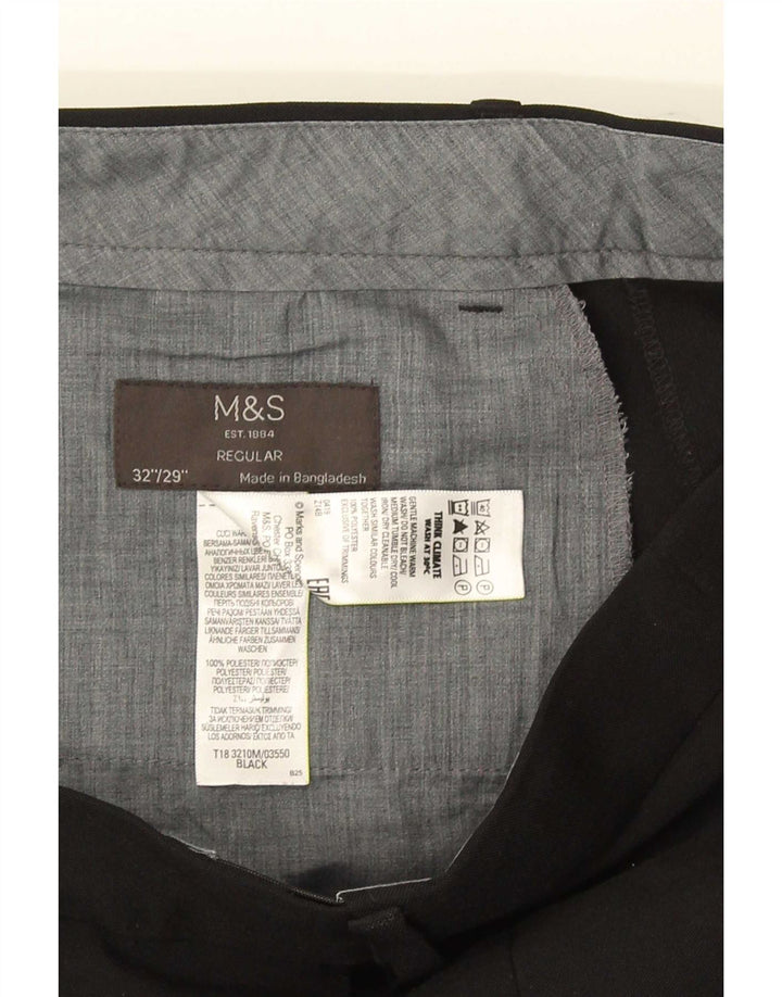 Marks & Spencer Herre Regular Chino Bukser W32 L29 Sort Polyester