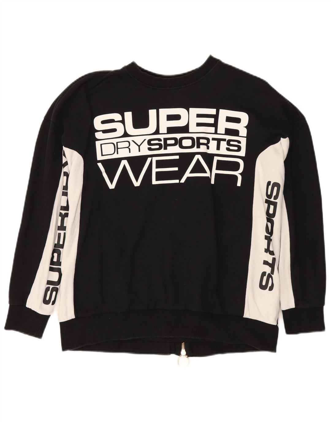 Superdry Graphic Sweatshirt Jumper UK 10 Small Black Colourblock