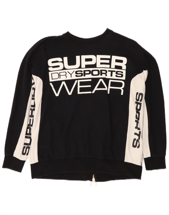 Superdry Graphic Sweatshirt Jumper UK 10 Small Black Colourblock