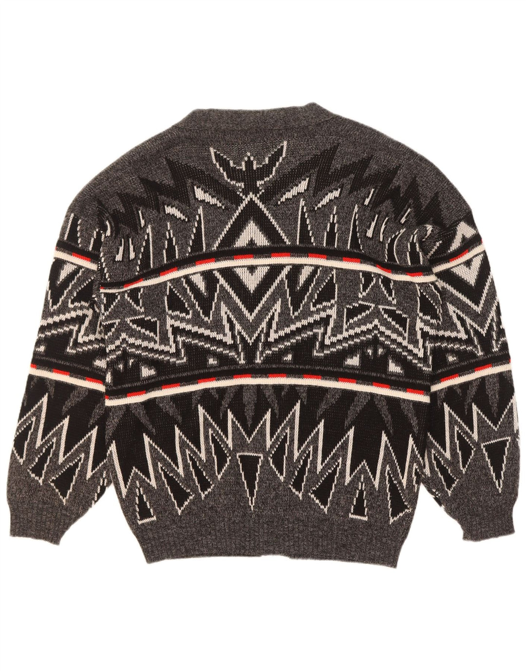 Vintage herre cardigan sweater XL Grå geometrisk akryl