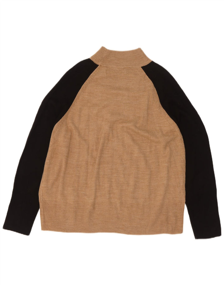 Marks & Spencer Herre Turtle Neck Jumper Sweater Stor Beige Colourblock