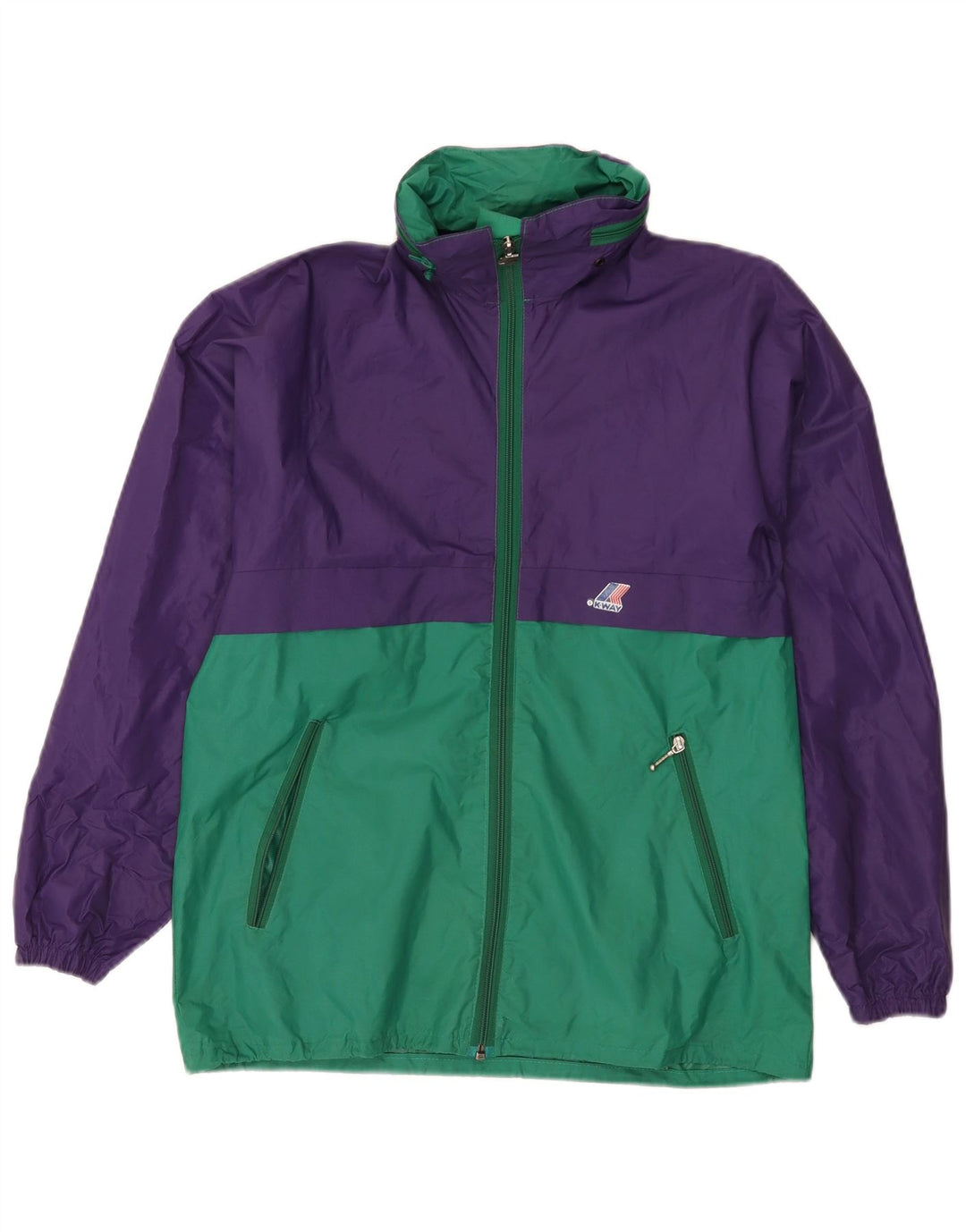 K-Way Regnjakke med hætte til mænd UK 38 Medium Lilla Colourblock Polyamid