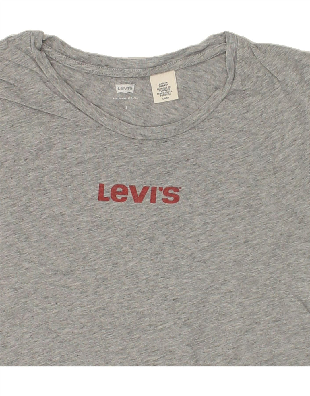 LEVI'S Womens Graphic T-Shirt Top UK 10 Small Grey Vintage Levi's and Second-Hand Levi's from Messina Hembry 