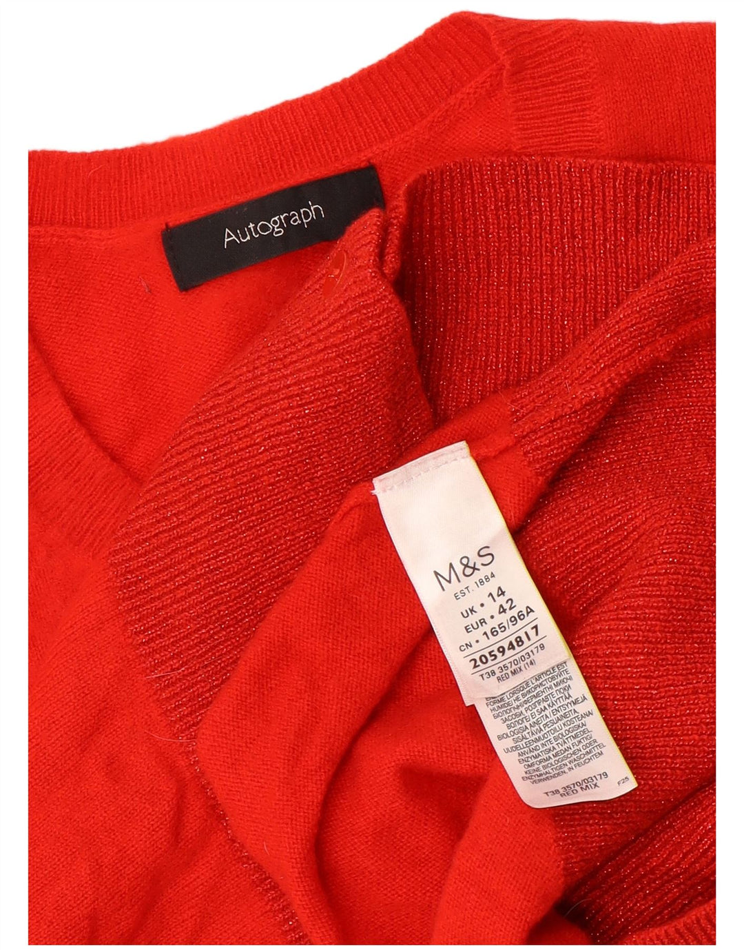 Marks & Spencer Womens Autograph Cardigan Sweater UK 14 Medium Red Cashmere