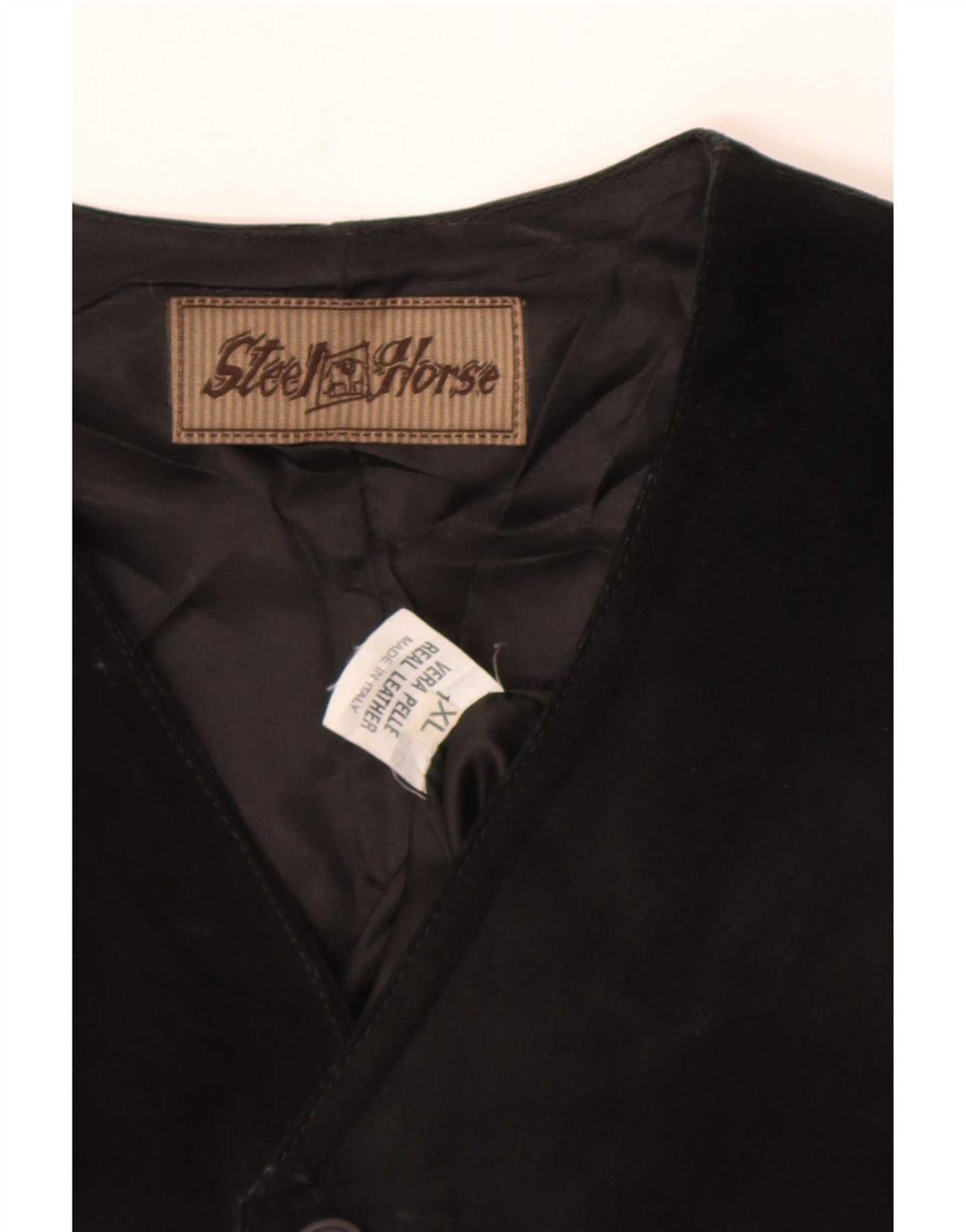 Vintage herre ruskind vest XL sort læder