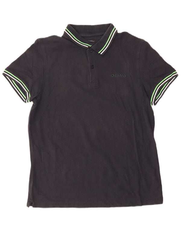 Lotto Herre poloshirt Medium sort stribet bomuld