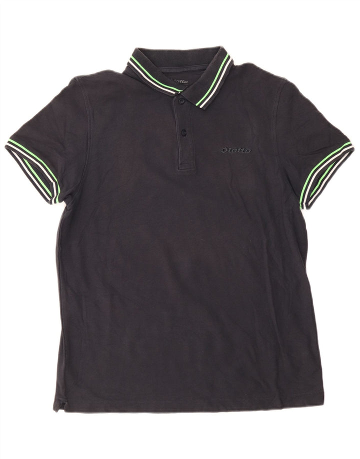 Lotto Herre poloshirt Medium sort stribet bomuld