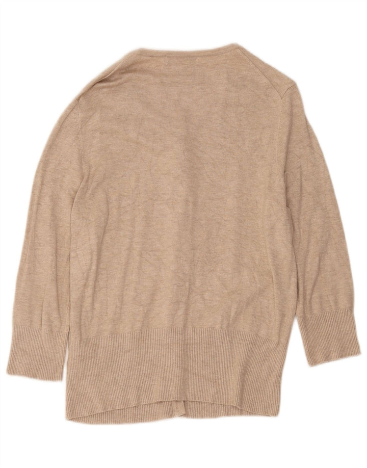 Marks & Spencer dame cardigan sweater med 3/4 ærmer UK 12 Medium Beige