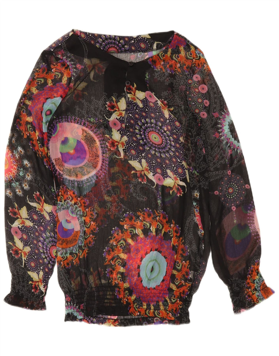 Desigual Dame Se Through Bluse Top UK 12 Medium Multicolored Floral