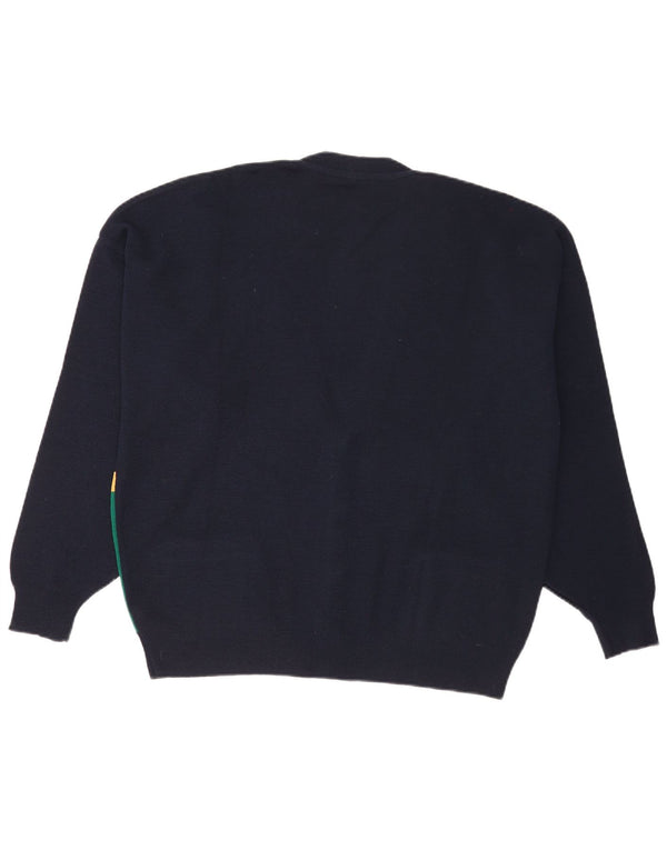 White Sails Herre Cardigan Sweater XL Navy Blue Colourblock Uld
