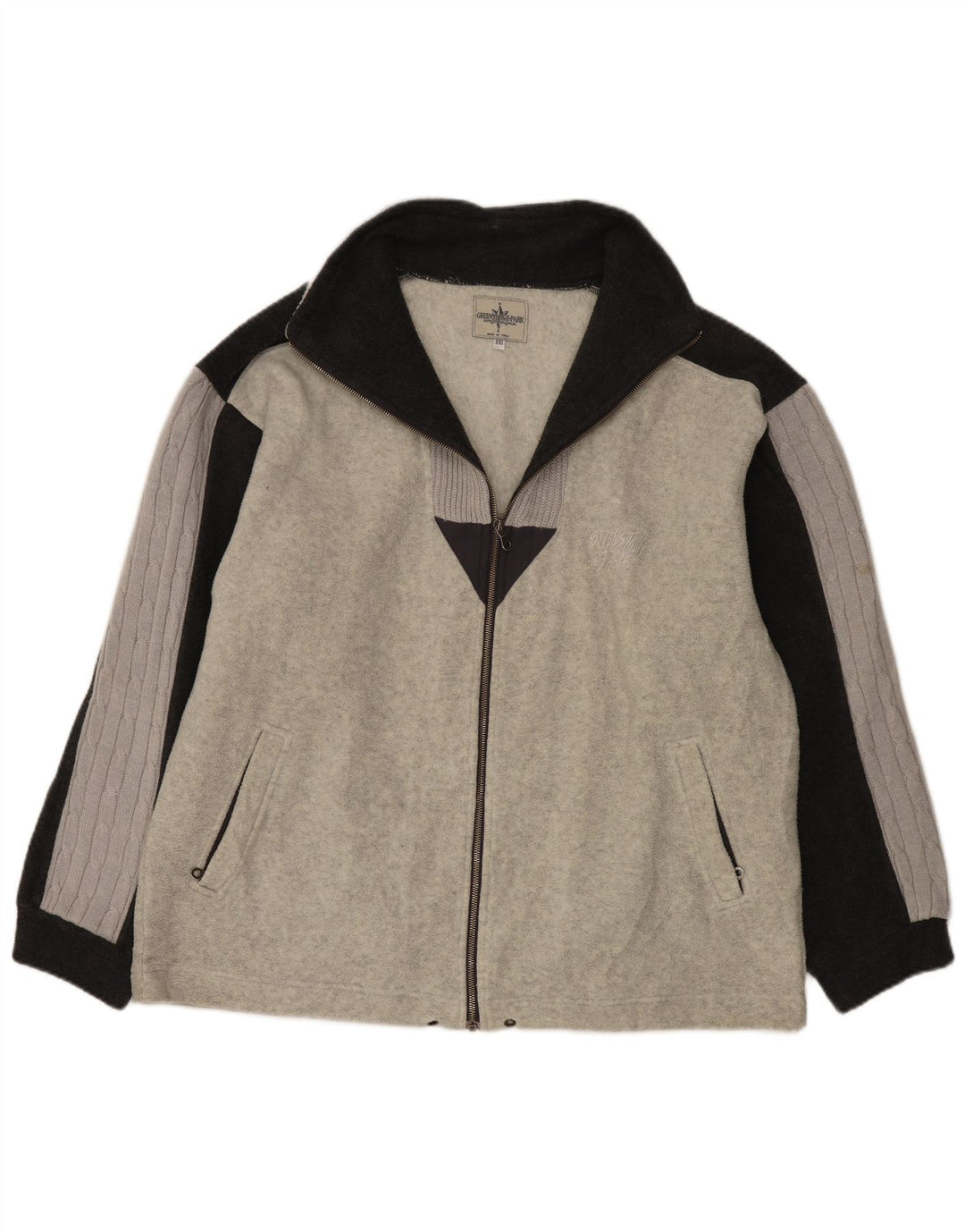 Greenstone Park Herre strik fleecejakke UK 44 2XL Grå Colourblock