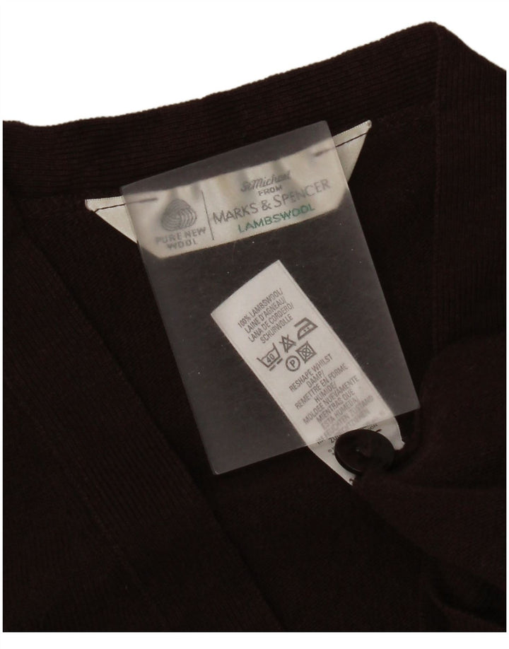 Marks & Spencer dame cardigan sweater UK 16 Stor brun lammeuld