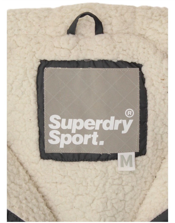 SUPERDRY Dame hætte polstret Gilet UK 14 mellemgrå polyester