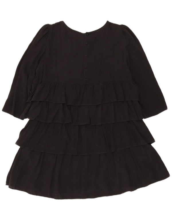 Zara Dame 3/4-ærmet Tiered Dress UK 18 XL Sort