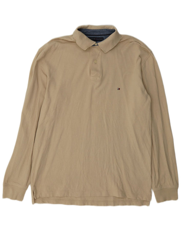 Tommy Hilfiger Langærmet herre poloshirt Stor beige bomuld