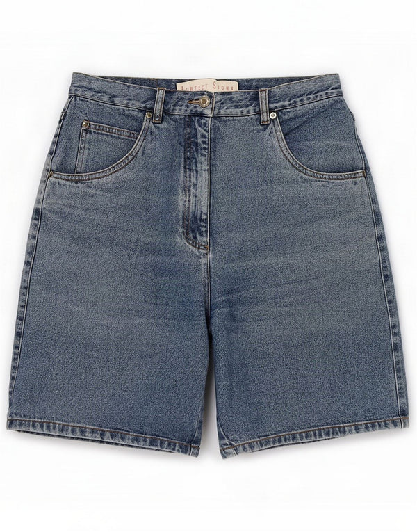 Vintage denimshorts til kvinder EU 44 XL W34 Blå bomuld