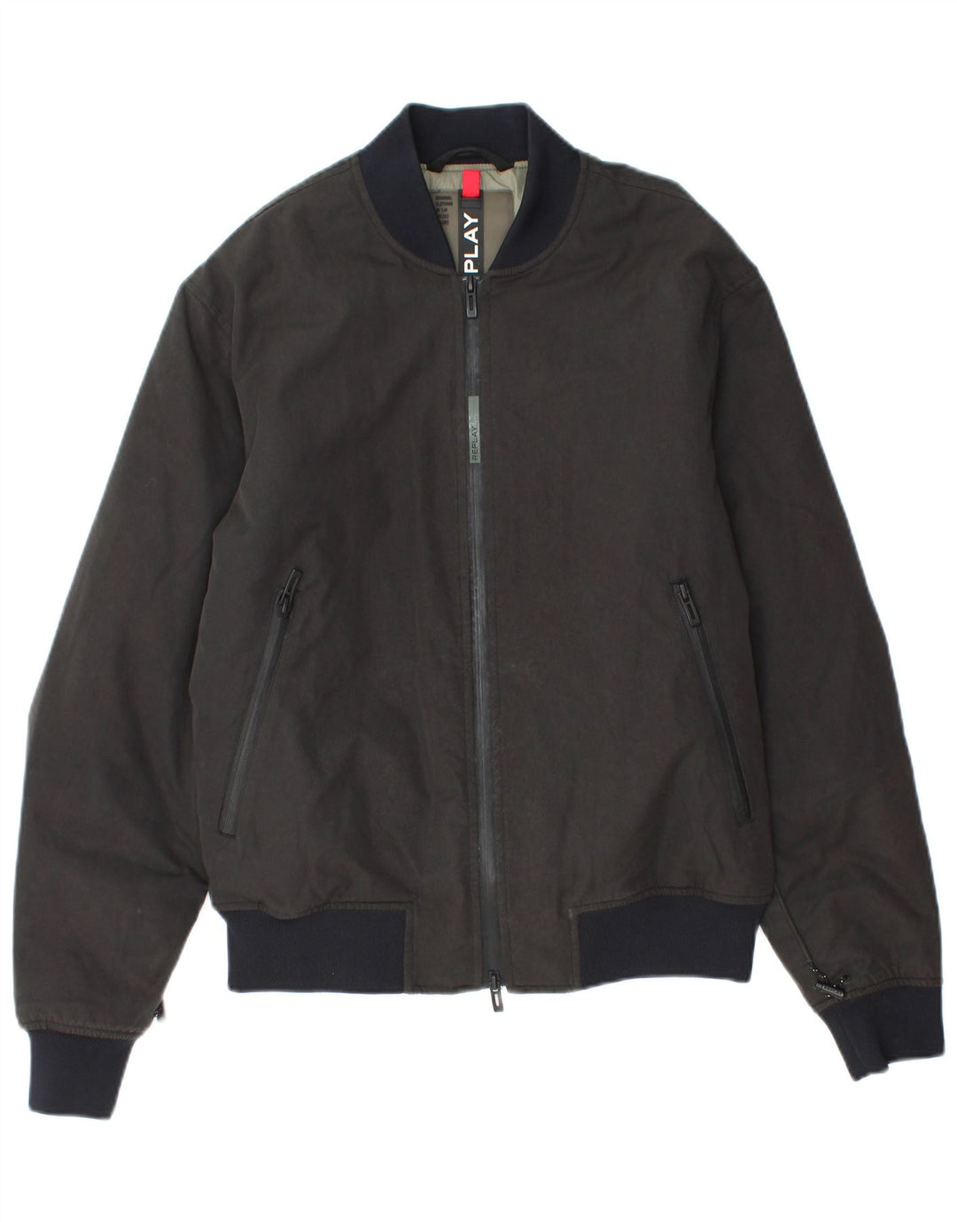 Replay Herre Graphic Bomber Jacket UK 38 Medium Grey Colourblock Cotton