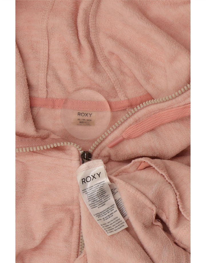 ROXY Fleecejakke med hætte til kvinder UK 6 XS Pink Flecked Polyester