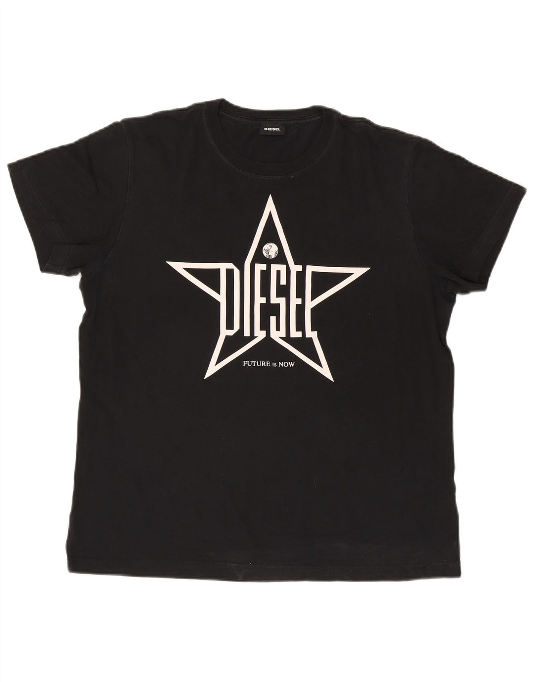 Diesel Herre Grafisk T-Shirt Top Stor Sort Bomuld