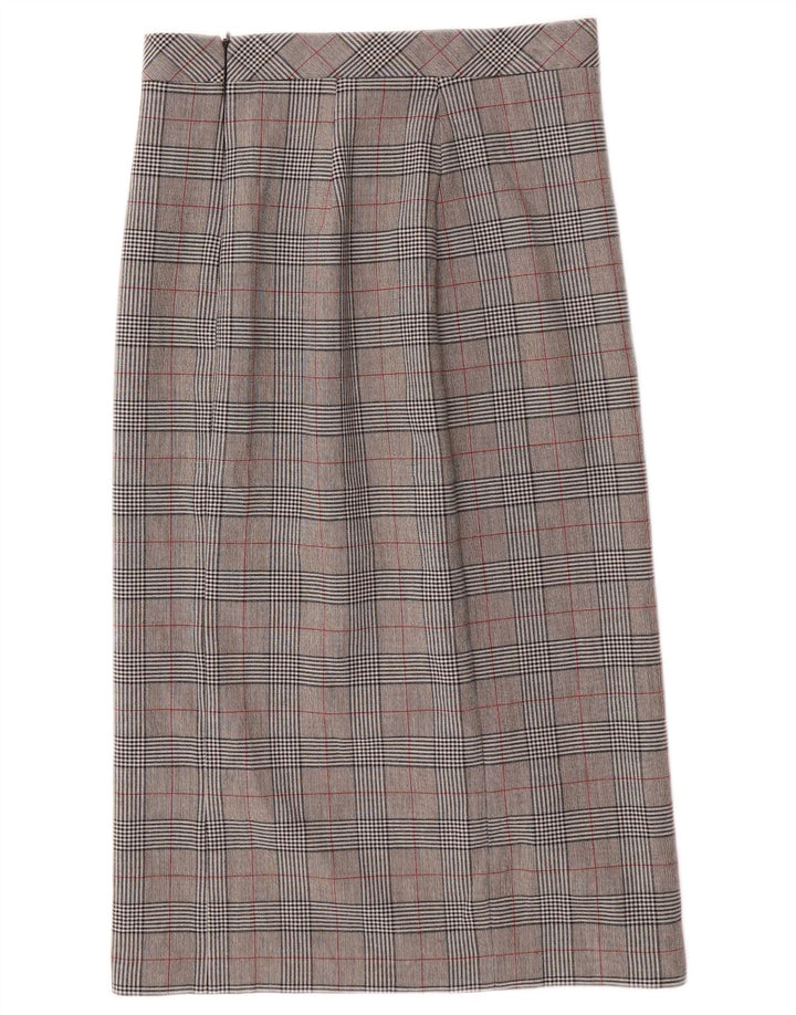 ZARA Womens Midi Skirt Medium W28 Grey Houndstooth