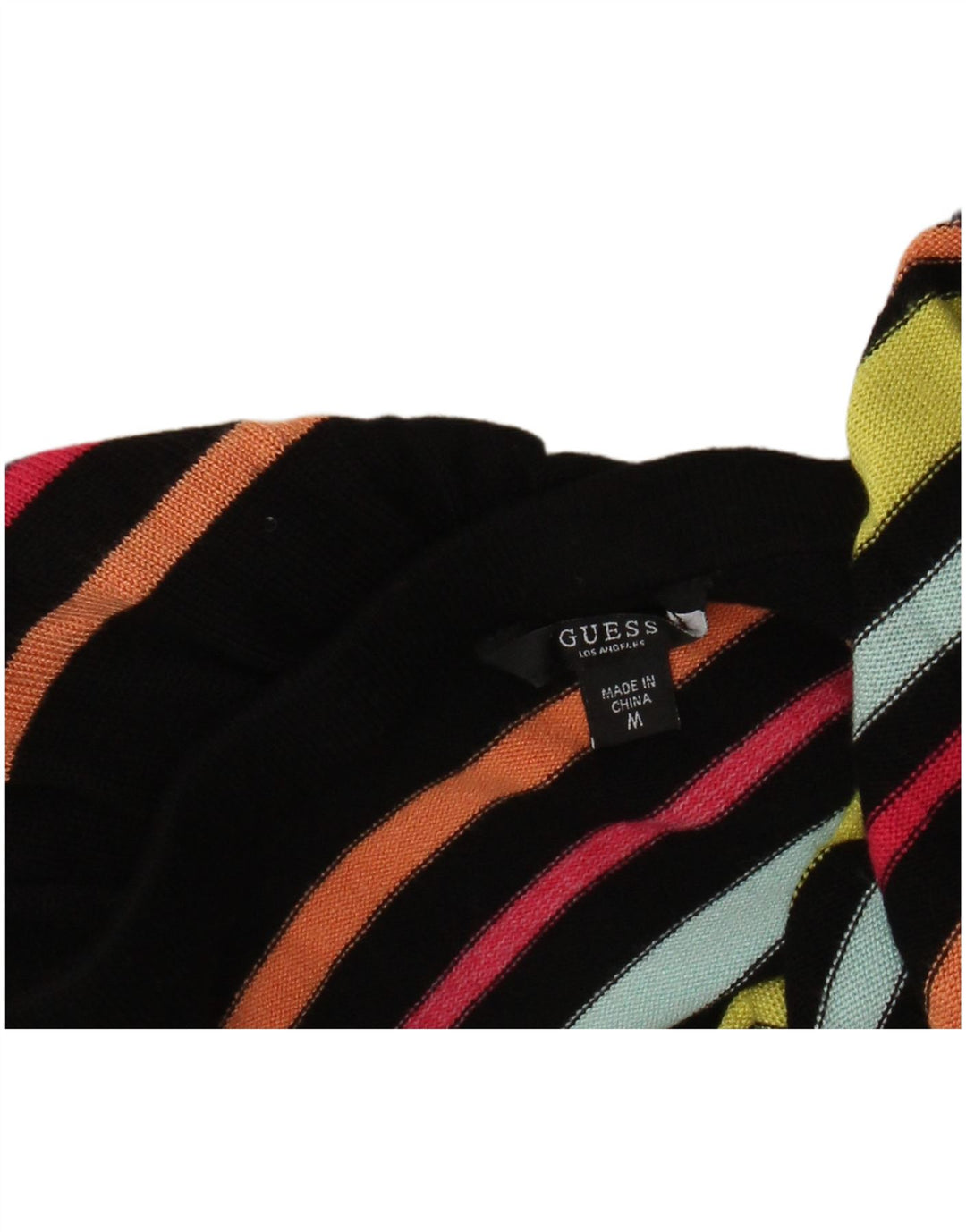 GUESS Womens Crop Off Shoulder Top UK 12 Medium Flerfarvet Stribet