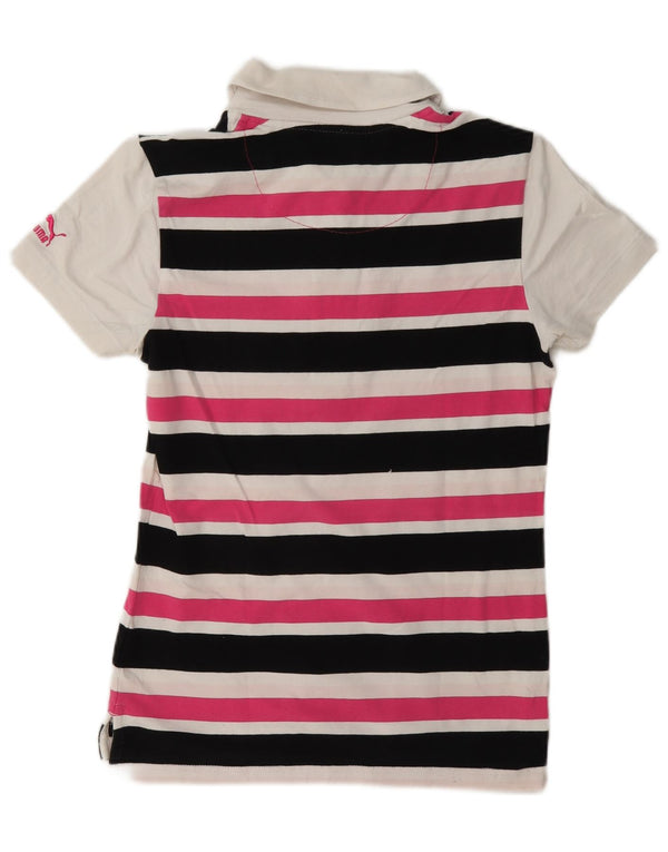 Puma Dame Polo Shirt UK 10 Lille Flerfarvet Stribet