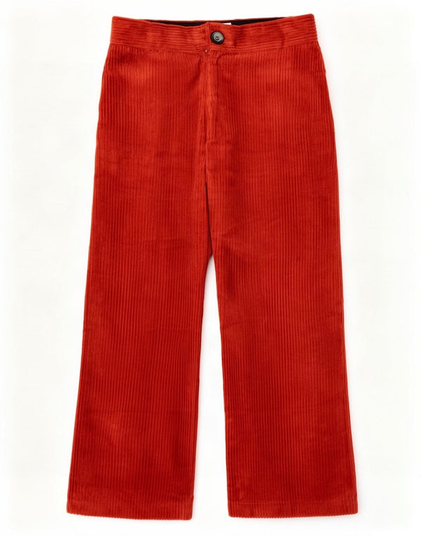 Zara Womens Crop Wide Leg Corduroy Bukser Medium W28 L25 Rød