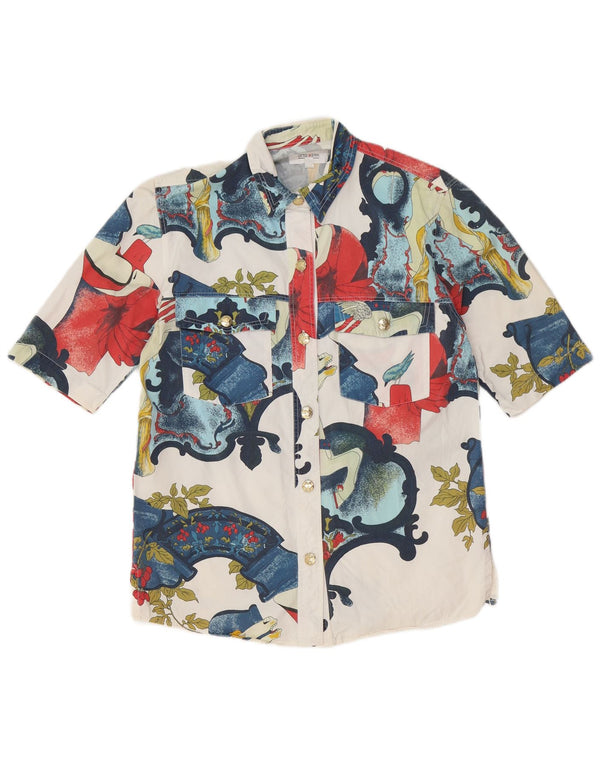 Otto Kern Womens UK 12 Medium White Floral Bomuld