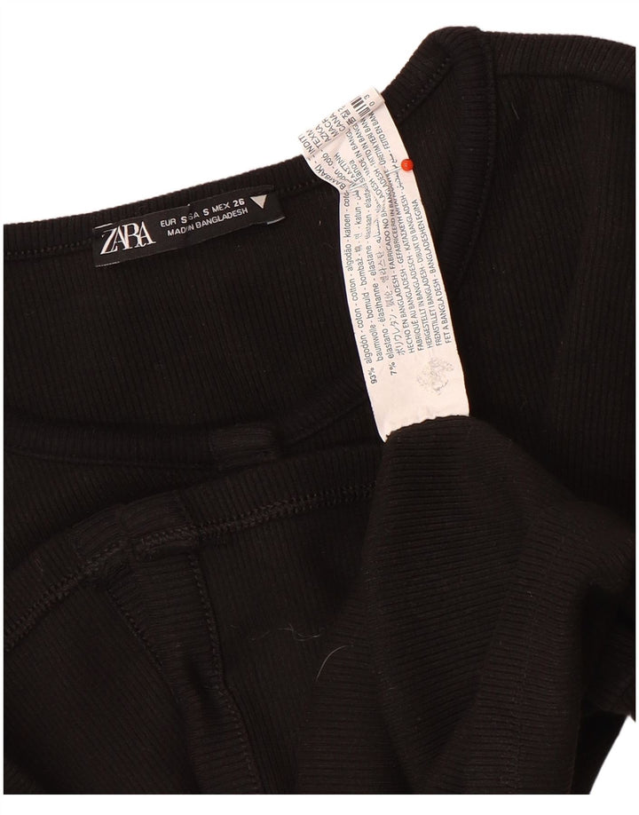 Zara Womens Crop Cardigan Top UK 8 Small Black